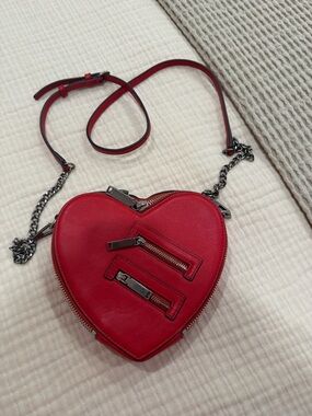 Rebecca Minkoff Red Heart Crossbody Bag with Zipper Accents